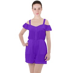 Violet Purple Ruffle Cut Out Chiffon Playsuit by blkstudio