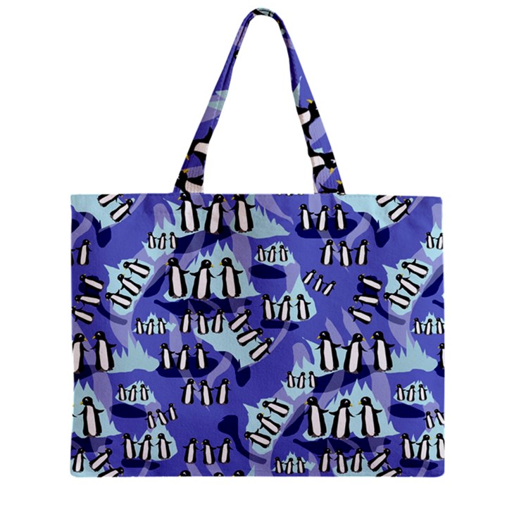 Penguins Pattern Zipper Mini Tote Bag