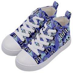 Penguins Pattern Kids  Mid-top Canvas Sneakers by bloomingvinedesign