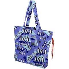 Penguins Pattern Drawstring Tote Bag by bloomingvinedesign