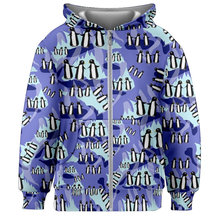 Penguins Pattern Kids  Zipper Hoodie Without Drawstring