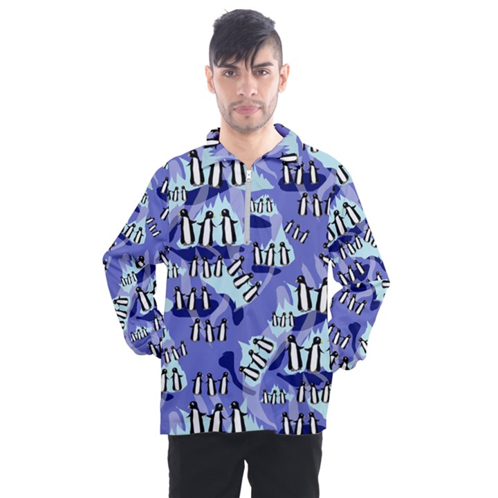 Penguins Pattern Men s Half Zip Pullover