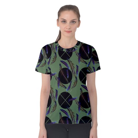 Feathers Pattern Women s Cotton Tee by bloomingvinedesign