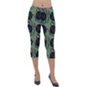 Feathers Pattern Lightweight Velour Capri Leggings  View1