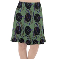 Feathers Pattern Fishtail Chiffon Skirt