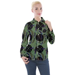 Feathers Pattern Women s Long Sleeve Pocket Shirt