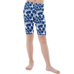 Blue Roses Kids  Mid Length Swim Shorts by bloomingvinedesign