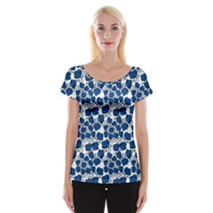 Blue Roses Cap Sleeve Top by bloomingvinedesign