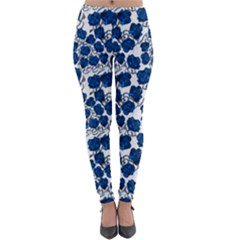 Blue Roses Lightweight Velour Leggings by bloomingvinedesign