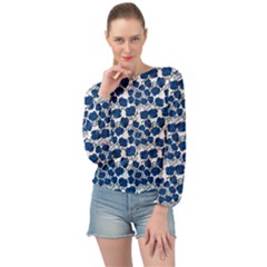 Blue Roses Banded Bottom Chiffon Top