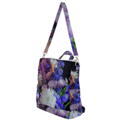 Blue White Purple Mixed Flowers Crossbody Backpack by bloomingvinedesign