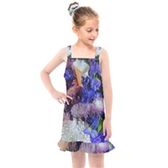 Blue White Purple Mixed Flowers Kids  Overall Dress by bloomingvinedesign