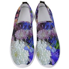 Blue White Purple Mixed Flowers Men s Slip On Sneakers by bloomingvinedesign