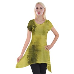 Watercolor Wash - Yellow Short Sleeve Side Drop Tunic by blkstudio