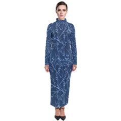 Branches Blue Turtleneck Maxi Dress by blkstudio