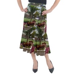 Columbus Commons In Late May  Midi Mermaid Skirt by Riverwoman