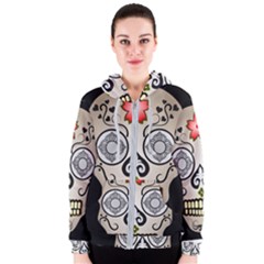 Skull Scary Art Digital Head Women s Zipper Hoodie