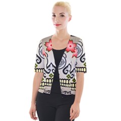 Skull Scary Art Digital Head Cropped Button Cardigan by Wegoenart