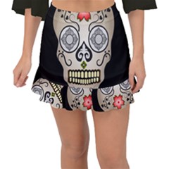 Skull Scary Art Digital Head Fishtail Mini Chiffon Skirt by Wegoenart