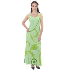 Floral Decoration Flowers Design Sleeveless Velour Maxi Dress