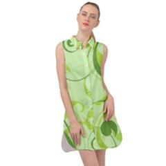 Floral Decoration Flowers Design Sleeveless Shirt Dress