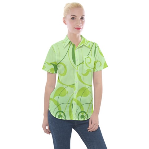 Floral Decoration Flowers Design Women s Short Sleeve Pocket Shirt by Wegoenart