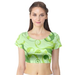 Floral Decoration Flowers Design Short Sleeve Crop Top by Wegoenart