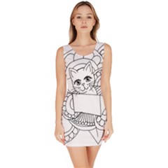 Cute Cat Coloring Page Design Bodycon Dress by Wegoenart