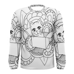 Cute Cat Coloring Page Design Men s Long Sleeve Tee by Wegoenart