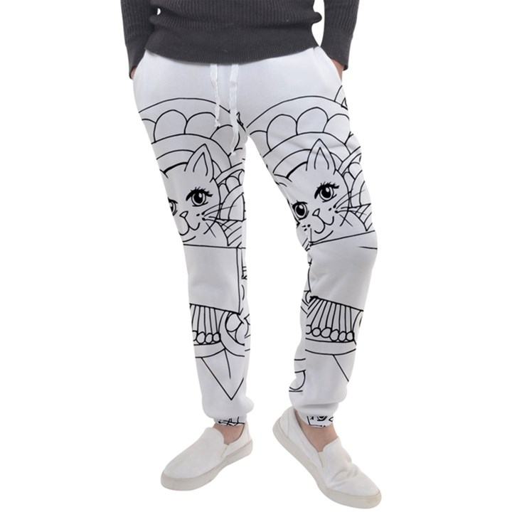 Cute Cat Coloring Page Design Men s Jogger Sweatpants