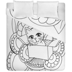 Cute Cat Coloring Page Design Duvet Cover Double Side (california King Size) by Wegoenart