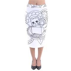 Cute Cat Coloring Page Design Velvet Midi Pencil Skirt by Wegoenart