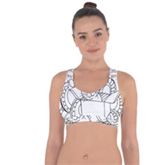 Cute Cat Coloring Page Design Cross String Back Sports Bra by Wegoenart