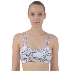 Cute Cat Coloring Page Design Line Them Up Sports Bra by Wegoenart