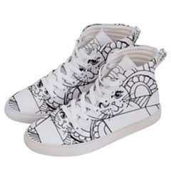 Cute Cat Coloring Page Design Men s Hi-top Skate Sneakers by Wegoenart