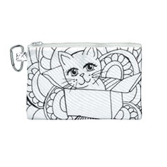 Cute Cat Coloring Page Design Canvas Cosmetic Bag (medium)