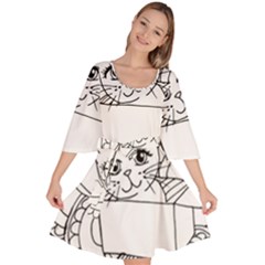 Cute Cat Coloring Page Design Velour Kimono Dress by Wegoenart