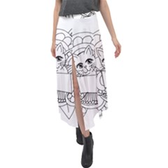 Cute Cat Coloring Page Design Velour Split Maxi Skirt by Wegoenart