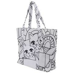 Cute Cat Coloring Page Design Zip Up Canvas Bag by Wegoenart