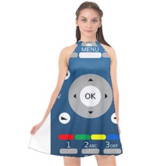 Remote Control Receiver Vcr Control Halter Neckline Chiffon Dress  by Wegoenart