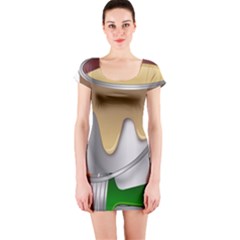 Paint Color Brush Painter Bucket Short Sleeve Bodycon Dress by Wegoenart