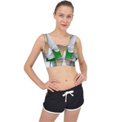 Paint Color Brush Painter Bucket V-back Sports Bra by Wegoenart