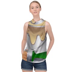 Paint Color Brush Painter Bucket High Neck Satin Top by Wegoenart