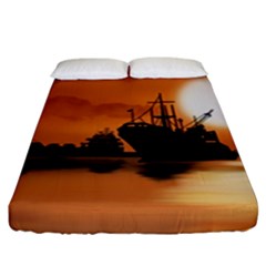 Digital Art Artwork Ship Boats Sea Fitted Sheet (king Size) by Wegoenart