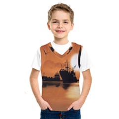 Digital Art Artwork Ship Boats Sea Kids  Sportswear by Wegoenart