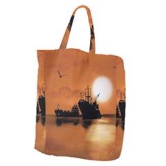 Digital Art Artwork Ship Boats Sea Giant Grocery Tote by Wegoenart