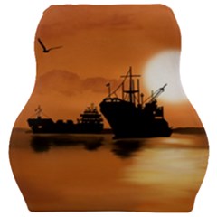 Digital Art Artwork Ship Boats Sea Car Seat Velour Cushion  by Wegoenart