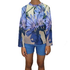 Blue Wildflowers Kids  Long Sleeve Swimwear by bloomingvinedesign