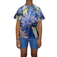 Blue Wildflowers Kids  Short Sleeve Swimwear by bloomingvinedesign