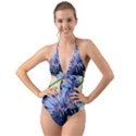 Blue Wildflowers Halter Cut-Out One Piece Swimsuit View1